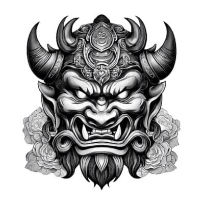 Demon mask tattoo