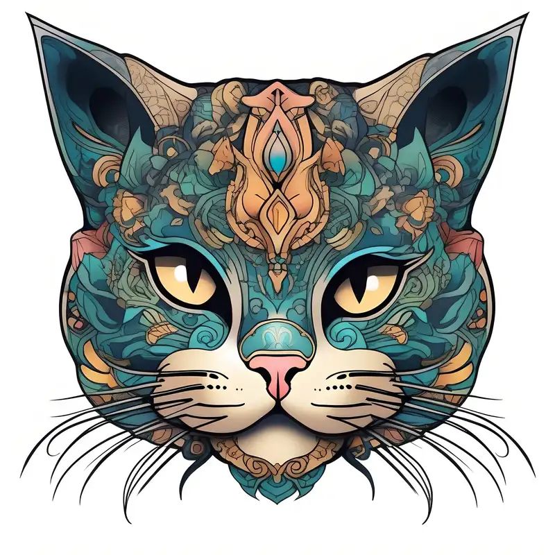 Anime-style cat tattoo design