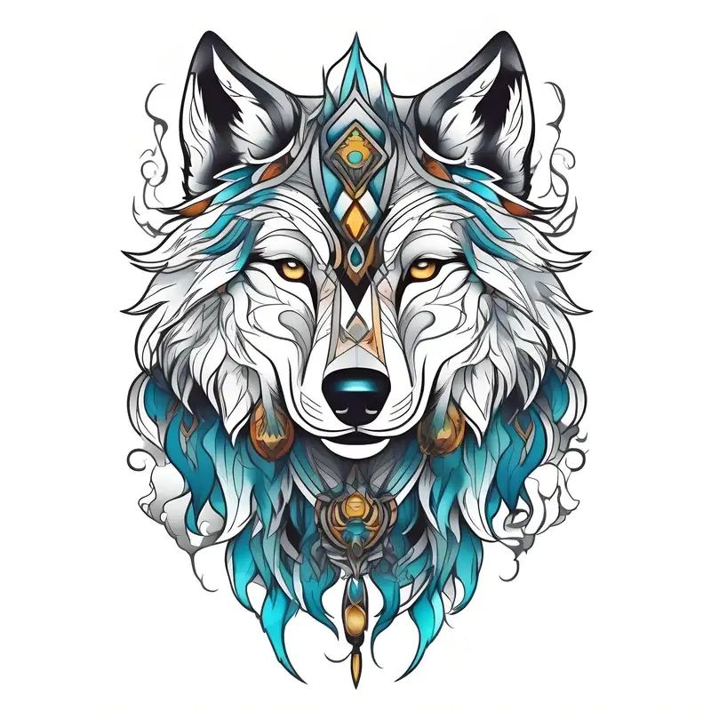 Anime-style wolf tattoo design