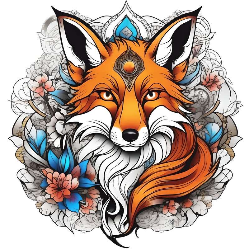 Anime-style fox tattoo design